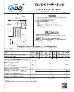 KBU606 Datasheet PDF Jiangsu Yutai Electronics Co., Ltd