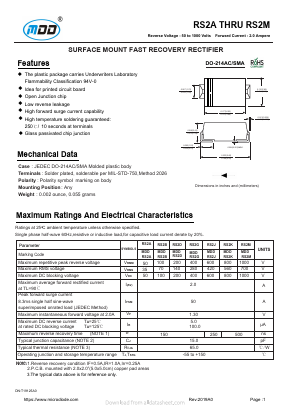 RS2A Datasheet PDF Jiangsu Yutai Electronics Co., Ltd