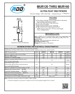MUR160 Datasheet PDF Jiangsu Yutai Electronics Co., Ltd