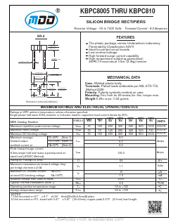 KBPC8005 Datasheet PDF Jiangsu Yutai Electronics Co., Ltd