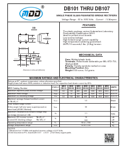 DB101 Datasheet PDF Jiangsu Yutai Electronics Co., Ltd