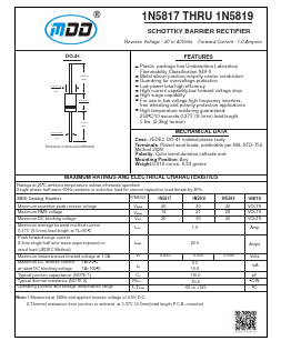 1N5818 Datasheet PDF Jiangsu Yutai Electronics Co., Ltd