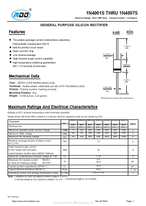 1N4006S Datasheet PDF Jiangsu Yutai Electronics Co., Ltd