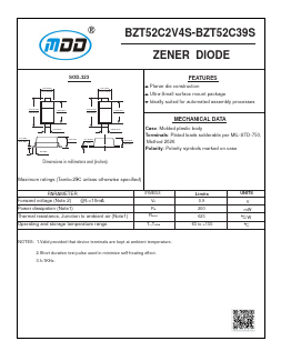 BZT52C2V4S Datasheet PDF Jiangsu Yutai Electronics Co., Ltd
