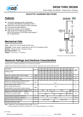 SR520 Datasheet PDF Jiangsu Yutai Electronics Co., Ltd