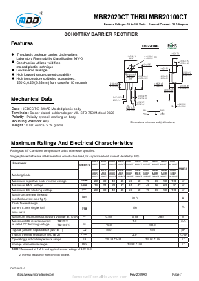 MBR2060CT Datasheet PDF Jiangsu Yutai Electronics Co., Ltd