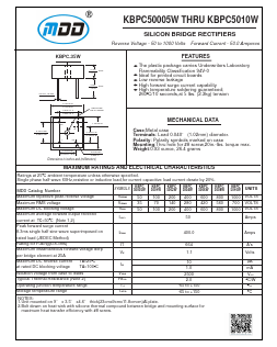 KBPC5010W Datasheet PDF Jiangsu Yutai Electronics Co., Ltd