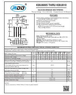 KBU802 Datasheet PDF Jiangsu Yutai Electronics Co., Ltd