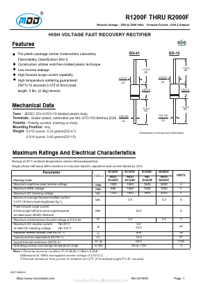 R1800F Datasheet PDF Jiangsu Yutai Electronics Co., Ltd