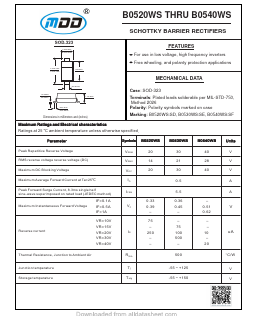 B0520WS Datasheet PDF Jiangsu Yutai Electronics Co., Ltd
