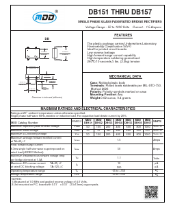 DB151 Datasheet PDF Jiangsu Yutai Electronics Co., Ltd