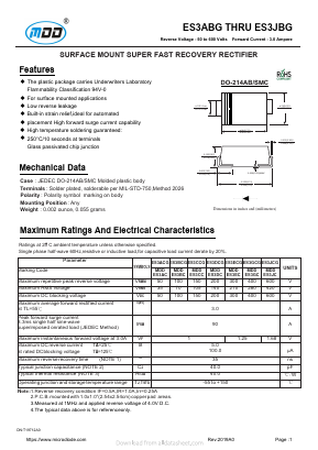 ES3GCG Datasheet PDF Jiangsu Yutai Electronics Co., Ltd