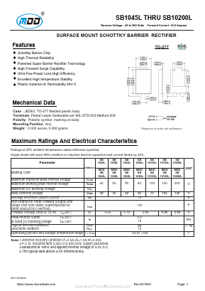 SB10100L Datasheet PDF Jiangsu Yutai Electronics Co., Ltd