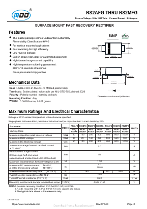 RS2AFG Datasheet PDF Jiangsu Yutai Electronics Co., Ltd