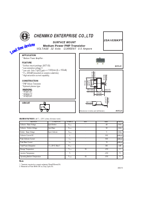 2SA1036KPT Datasheet PDF CHENMKO CO., LTD.