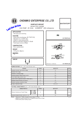 BAT54TCPT Datasheet PDF CHENMKO CO., LTD.