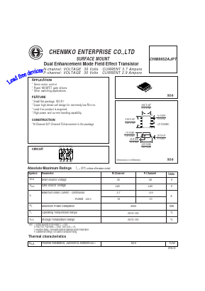 CHM9952AJPT Datasheet PDF CHENMKO CO., LTD.