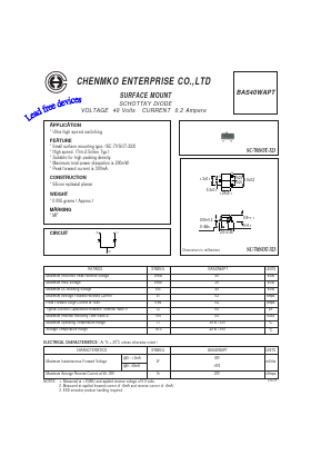 BAS40WAPT Datasheet PDF CHENMKO CO., LTD.