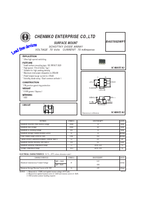 BAS70SDWPT Datasheet PDF CHENMKO CO., LTD.