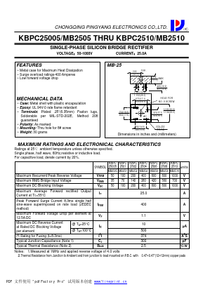 MB2505 Datasheet PDF CHONGQING PINGYANG ELECTRONICS CO.,LTD