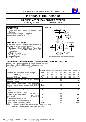 BR352 Datasheet PDF CHONGQING PINGYANG ELECTRONICS CO.,LTD