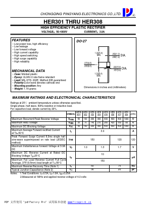 HER303 Datasheet PDF CHONGQING PINGYANG ELECTRONICS CO.,LTD