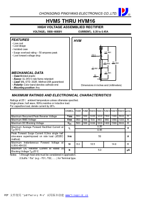 HVM8 Datasheet PDF CHONGQING PINGYANG ELECTRONICS CO.,LTD