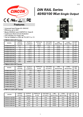 CFM40C120-DR Datasheet PDF CINCON ELECTRONICS Corporation