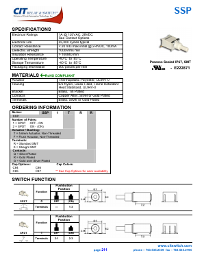 SSP1TKR Datasheet PDF CIT Relay and Switch