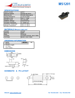 MS1201 Datasheet PDF CIT Relay and Switch