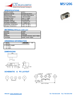 MS1206L3 Datasheet PDF CIT Relay and Switch