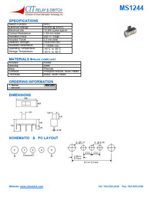 MS1244 Datasheet PDF CIT Relay and Switch