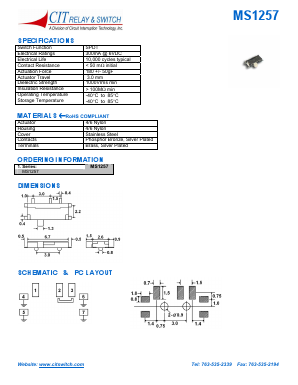 MS1257 Datasheet PDF CIT Relay and Switch