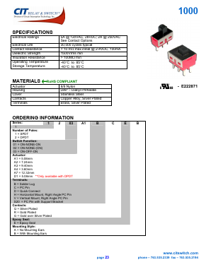 101A1BQEA Datasheet PDF CIT Relay and Switch