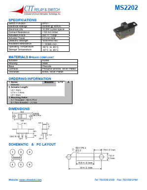 MS2202L7.5A Datasheet PDF CIT Relay and Switch
