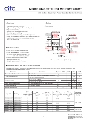 MBRB20150CTG Datasheet PDF Chip Integration Technology Corporation
