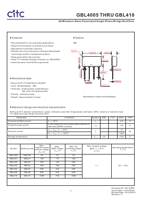 GBL404G Datasheet PDF Chip Integration Technology Corporation