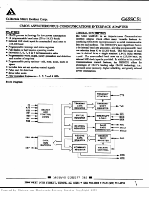 G65SC02-AL-3 Datasheet PDF California Micro Devices => Onsemi