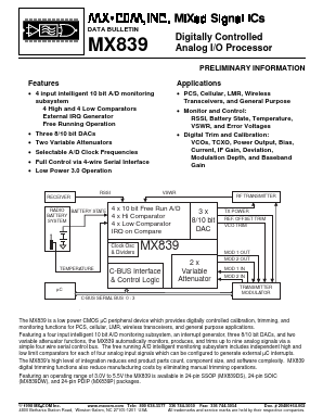 MX839P Datasheet PDF CML Microsystems Plc