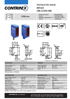 LRR-C23PA-NMS-302 Datasheet PDF Contrinex AG Industrial Electronics