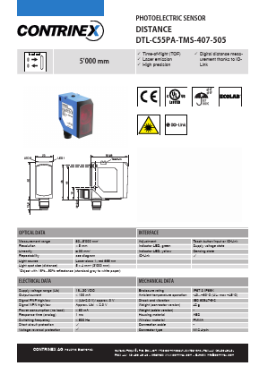 DTL-C55PA-TMS-407-505 Datasheet PDF Contrinex AG Industrial Electronics