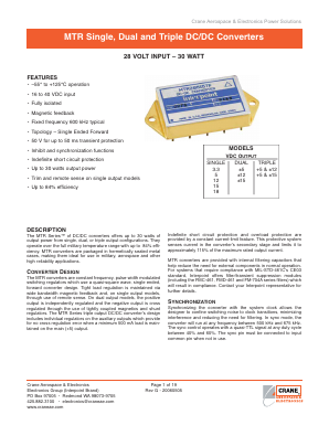 MTR2812D Datasheet PDF Crane Aerospace and Electronics.
