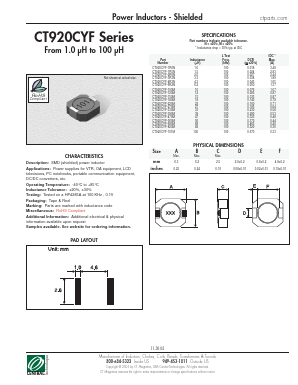 CT920CYF Datasheet PDF Central Technologies