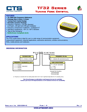 TF325N32K7680 Datasheet PDF CTS Corporation