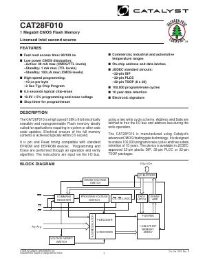 CAT28F010PA-90T Datasheet PDF Catalyst Semiconductor => Onsemi