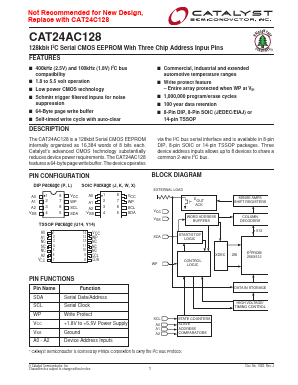 CAT24AC128JTE13 Datasheet PDF Catalyst Semiconductor => Onsemi