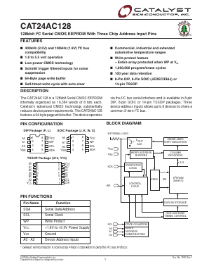 CAT24AC128KTE13 Datasheet PDF Catalyst Semiconductor => Onsemi