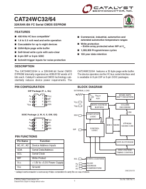 CAT24WC32J-TE13 Datasheet PDF Catalyst Semiconductor => Onsemi