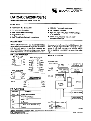 CAT24C04J-2.7TE7 Datasheet PDF Catalyst Semiconductor => Onsemi