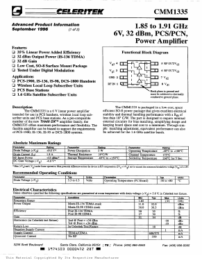 CMM1335-AK-000T Datasheet PDF Celeritek, Inc.
